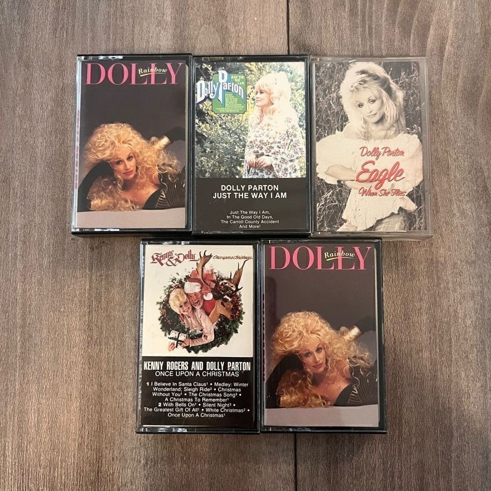 Dolly Parton Cassette Tape Lot 5 Rainbow Eagle Kenny Rogers Christmas